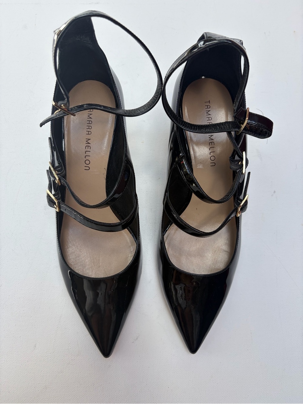 Tamara Mellon Mary Jane MJ 105 Black Patent Leather Pumps